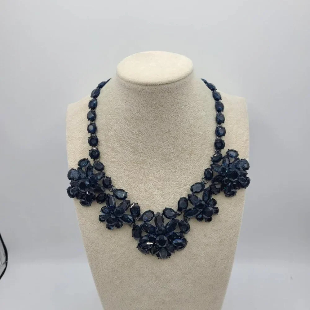 J Crew Navy Blue Stone Statement Necklace NWOT!